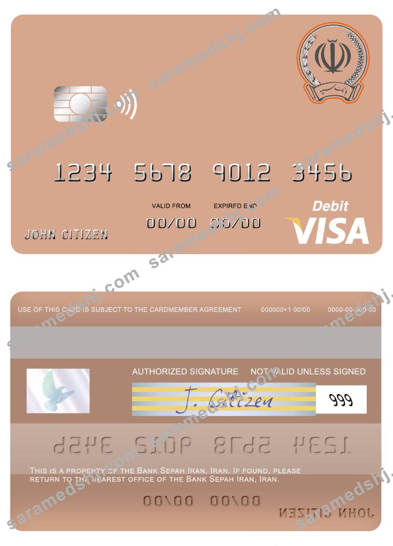 Iran Sepah Bank Iran visa debit card